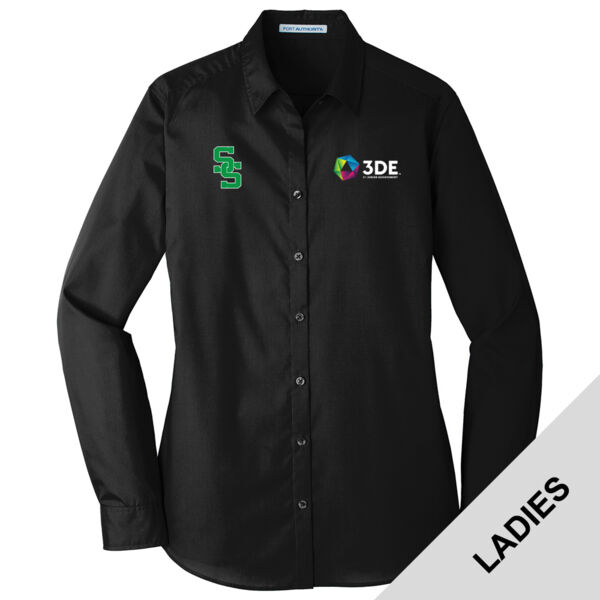 LW100 - EMB - J248E002 Left Chest / S348E002 Right Chest - South Side Ladies Long Sleeve Poplin Shirt Thumbnail